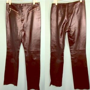 Neva Black Leather Women's Pants Straight Fit